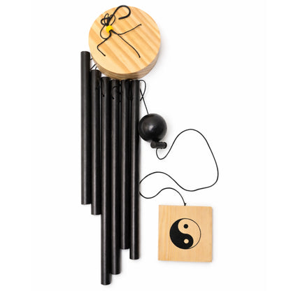 Feng Shui Metal Wind Chime Six 6 Rods Pipes Windchime for Home Office Positive Energy for Balcony Bedroom Excellent Sound [30inch / 76cm, Black Colour]