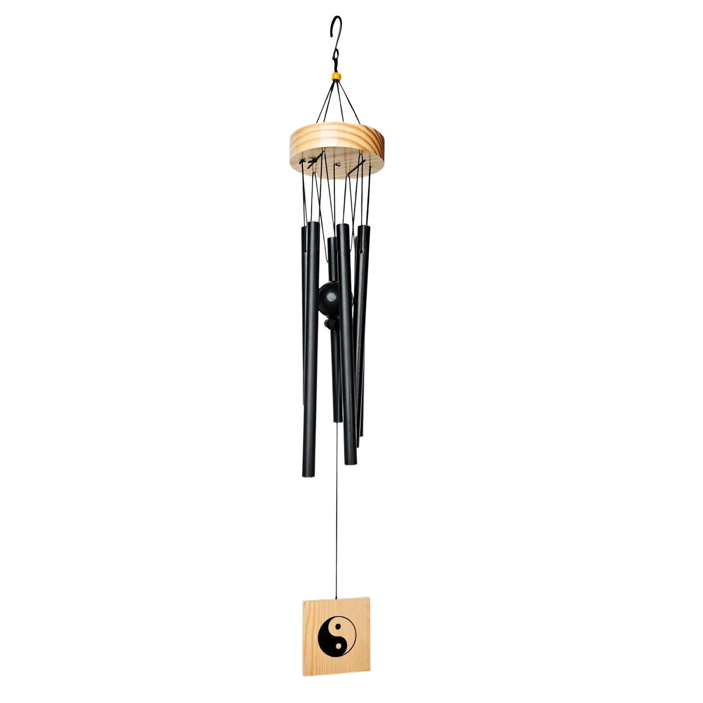 Feng Shui Metal Wind Chime Six 6 Rods Pipes Windchime for Home Office Positive Energy for Balcony Bedroom Excellent Sound [30inch / 76cm, Black Colour]