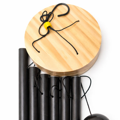 Feng Shui Metal Wind Chime Six 6 Rods Pipes Windchime for Home Office Positive Energy for Balcony Bedroom Excellent Sound [30inch / 76cm, Black Colour]