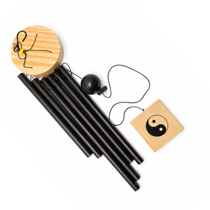 Feng Shui Metal Wind Chime Six 6 Rods Pipes Windchime for Home Office Positive Energy for Balcony Bedroom Excellent Sound [30inch / 76cm, Black Colour]