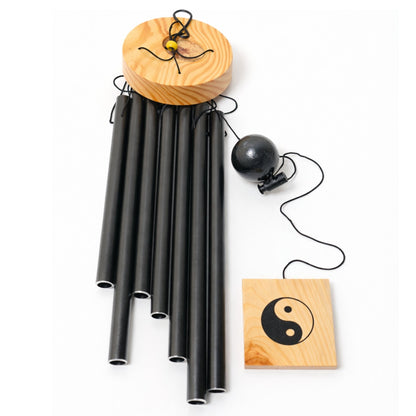 Feng Shui Metal Wind Chime Seven 7 Rods Pipes Windchime for Home Office Positive Energy for Balcony Bedroom Excellent Sound [29.5inch / 75cm, Black Colour] - plusvalueindia