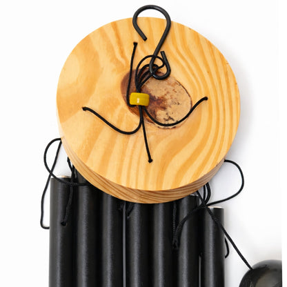 Feng Shui Metal Wind Chime Seven 7 Rods Pipes Windchime for Home Office Positive Energy for Balcony Bedroom Excellent Sound [29.5inch / 75cm, Black Colour] - plusvalueindia