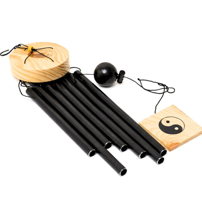 Feng Shui Metal Wind Chime Seven 7 Rods Pipes Windchime for Home Office Positive Energy for Balcony Bedroom Excellent Sound [29.5inch / 75cm, Black Colour] - plusvalueindia