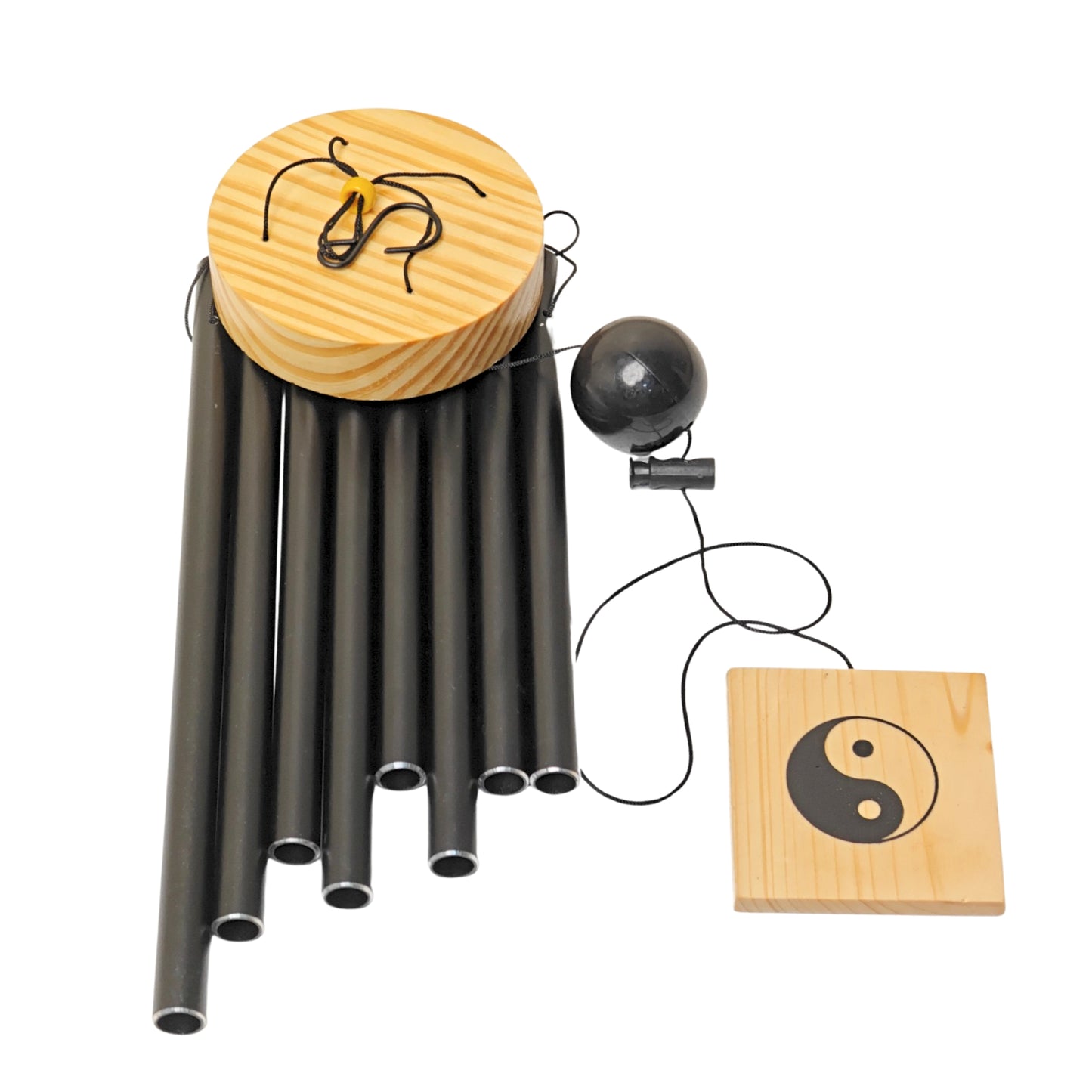 Feng Shui Metal Wind Chime Eight 8 Rods Pipes Windchime for Home Office Positive Energy for Balcony Bedroom Excellent Sound [29inch / 74cm, Black Colour]