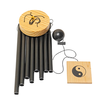 Feng Shui Metal Wind Chime Eight 8 Rods Pipes Windchime for Home Office Positive Energy for Balcony Bedroom Excellent Sound [29inch / 74cm, Black Colour]