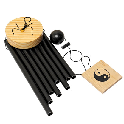 Feng Shui Metal Wind Chime Eight 8 Rods Pipes Windchime for Home Office Positive Energy for Balcony Bedroom Excellent Sound [29inch / 74cm, Black Colour]