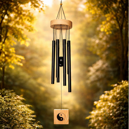 Feng Shui Metal Wind Chime Eight 8 Rods Pipes Windchime for Home Office Positive Energy for Balcony Bedroom Excellent Sound [29inch / 74cm, Black Colour]
