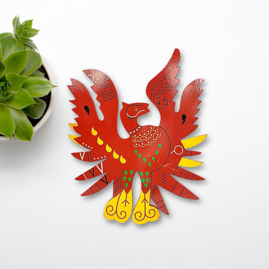 Wooden-Feng-Shui-Red-Phoenix-Bird 9-inch