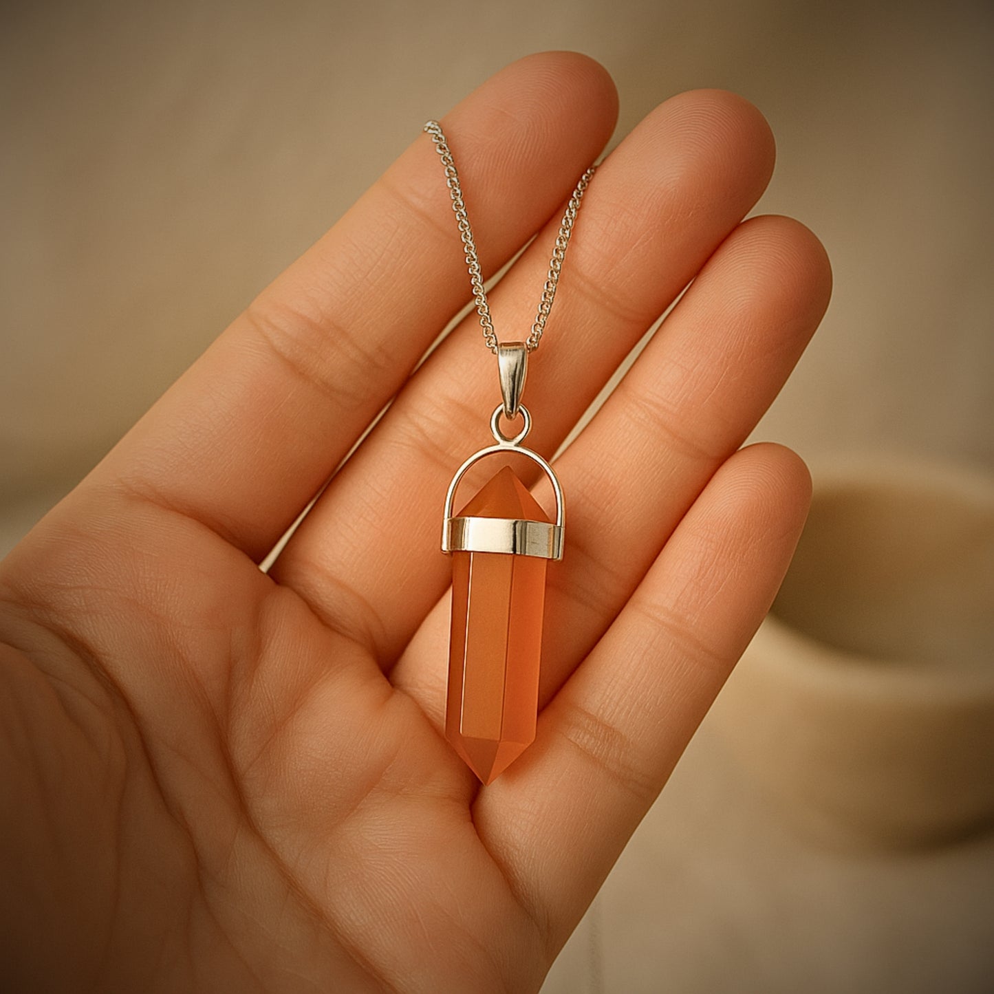 yellow agate pencil pendant