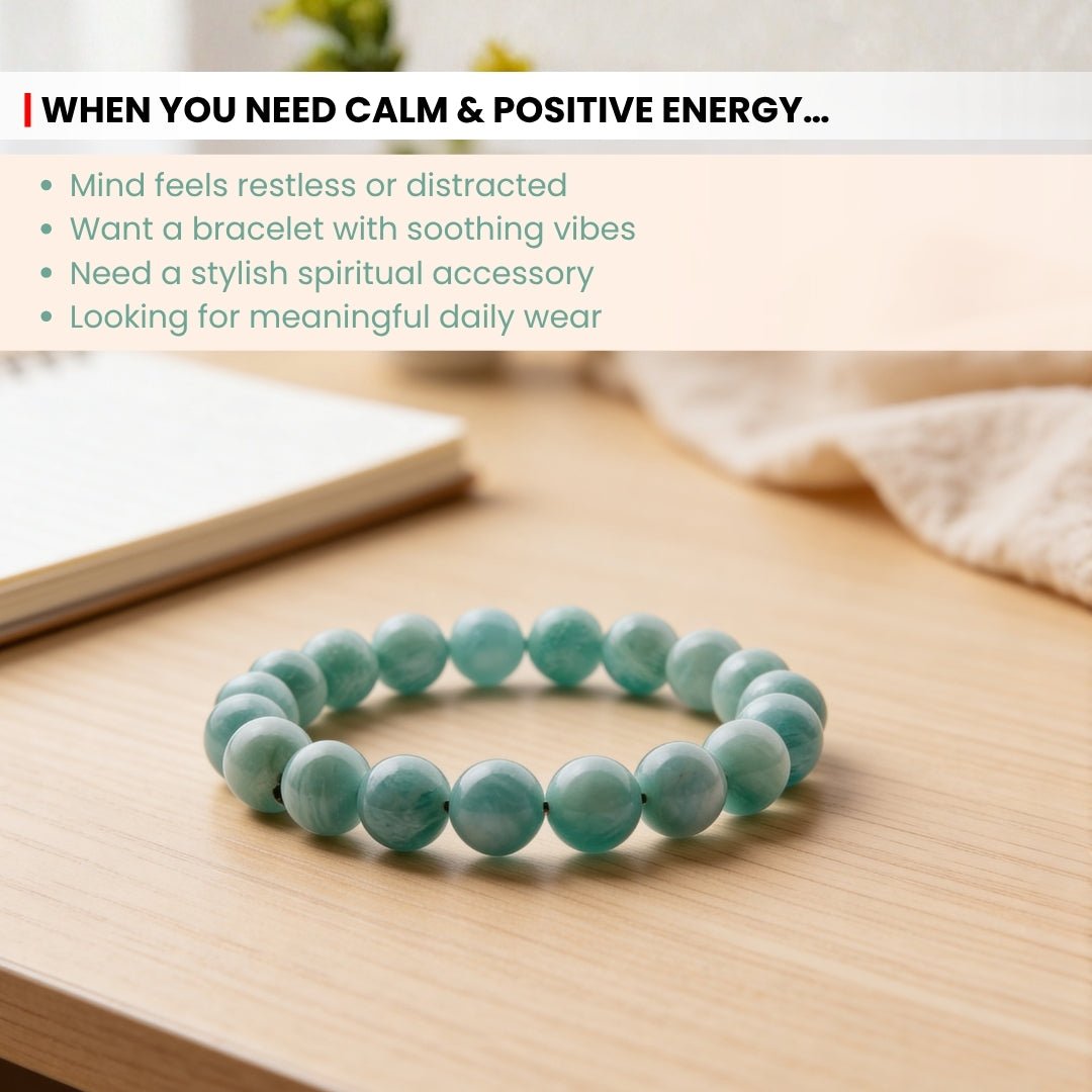 Amazonite Bracelet for Creativity, Recovery & Positivity - plusvalueindia