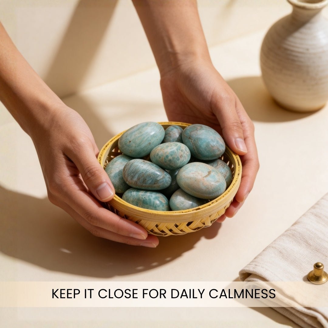 Amazonite Tumbled AAA+ Stone Pebbles - plusvalueindia