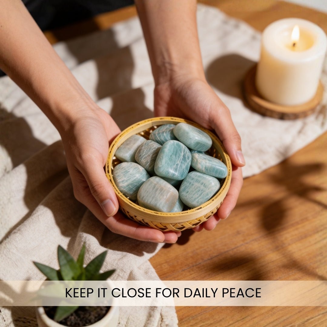 Amazonite Tumbled Stone Pebbles - Creativity, Recovery & Positivity - plusvalueindia