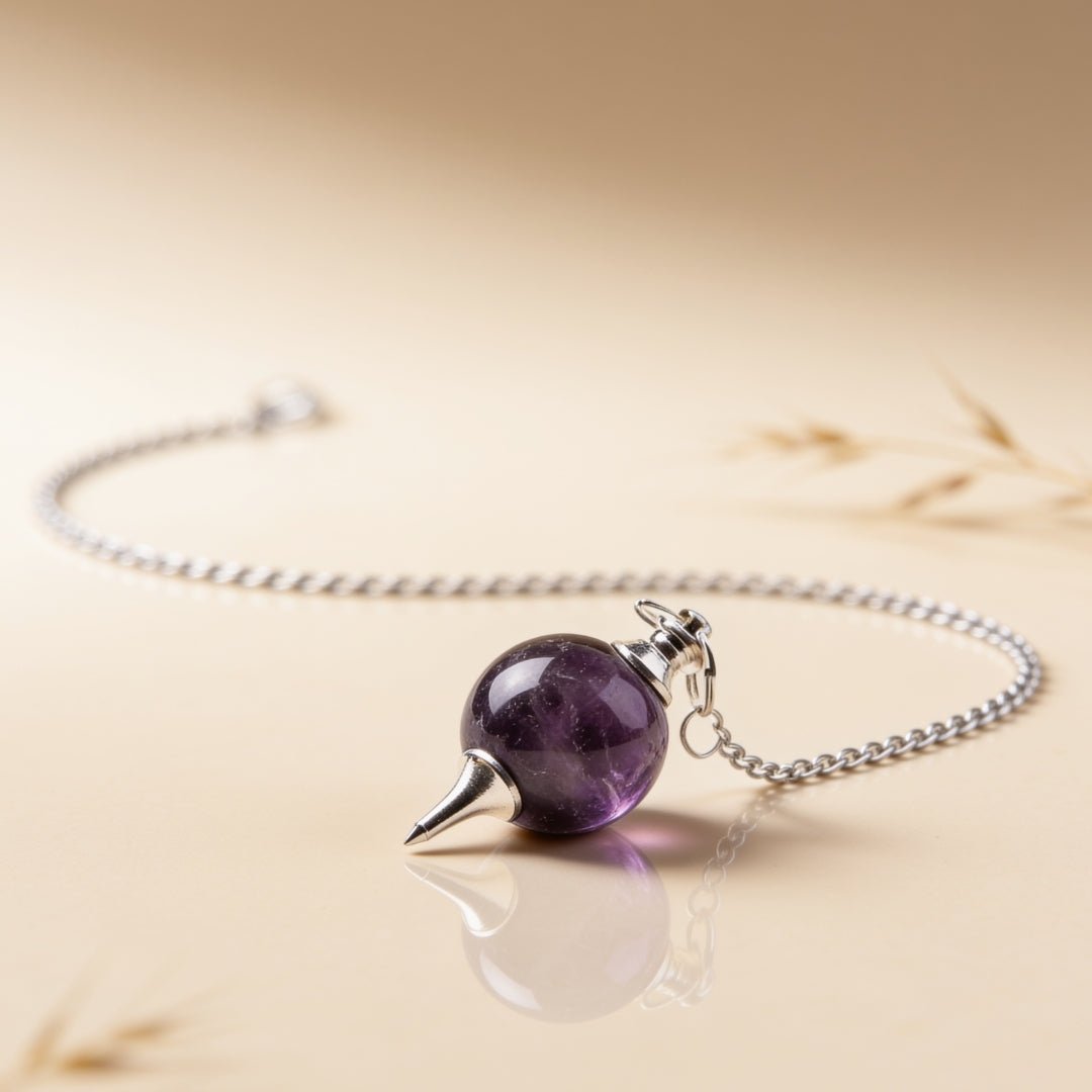 Amethyst sphere detail showing the colour zoning through the polished stone