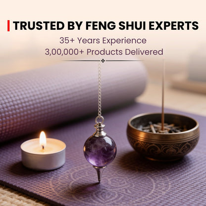 Amethyst Crystal Ball Chain Dowsing Pendulum for Reiki, Chakra, Healing, Meditation (4 Charts, Jute Bag) - plusvalueindia