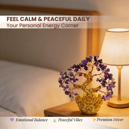 Amethyst Crystal Tree for Love, Peace & Good Sleep Showpiece for Bedroom, Study Table - plusvalueindia