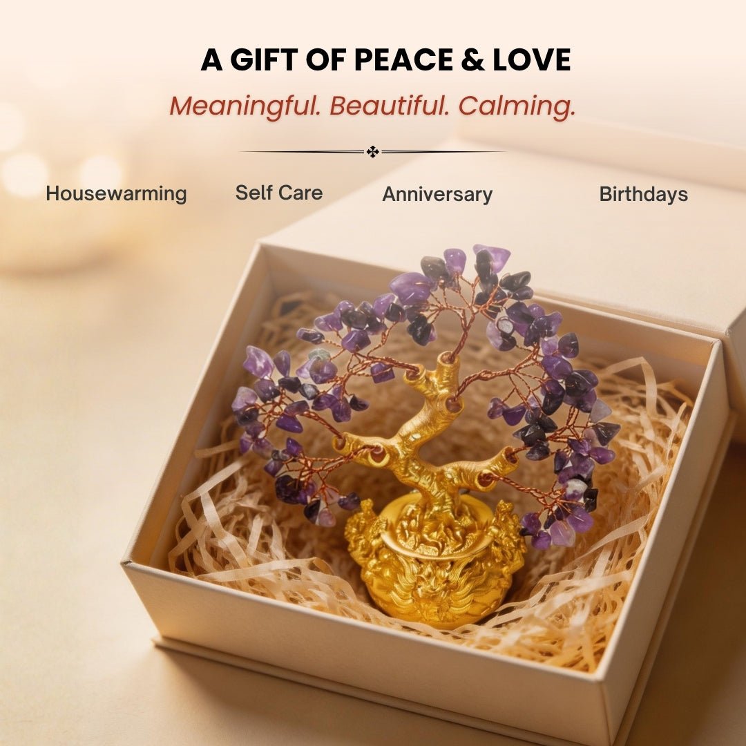 Amethyst Crystal Tree for Love, Peace & Good Sleep Showpiece for Bedroom, Study Table - plusvalueindia