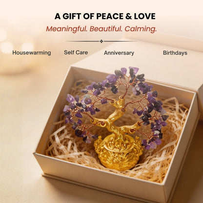 Amethyst Crystal Tree for Love, Peace & Good Sleep Showpiece for Bedroom, Study Table - plusvalueindia