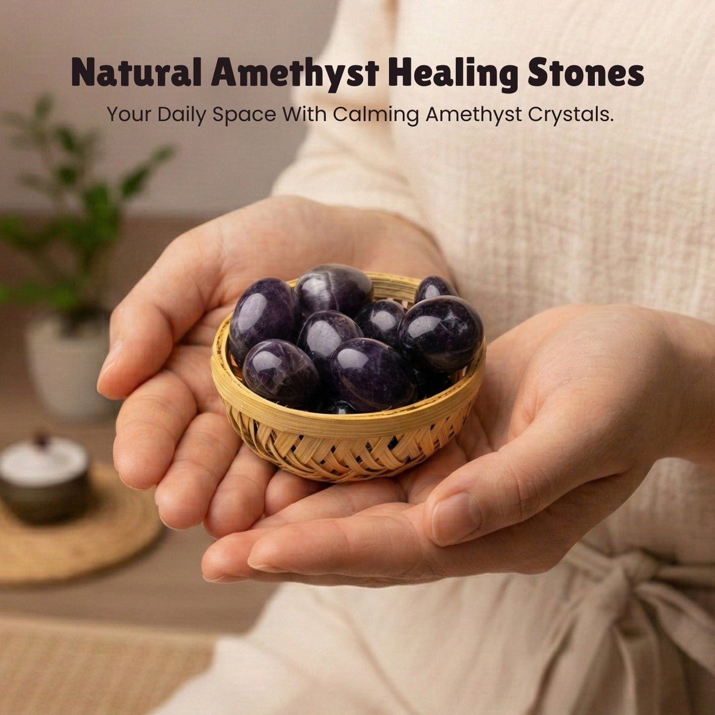Amethyst Tumbled AAA+ Stone Pebbles Healing Crystals - plusvalueindia