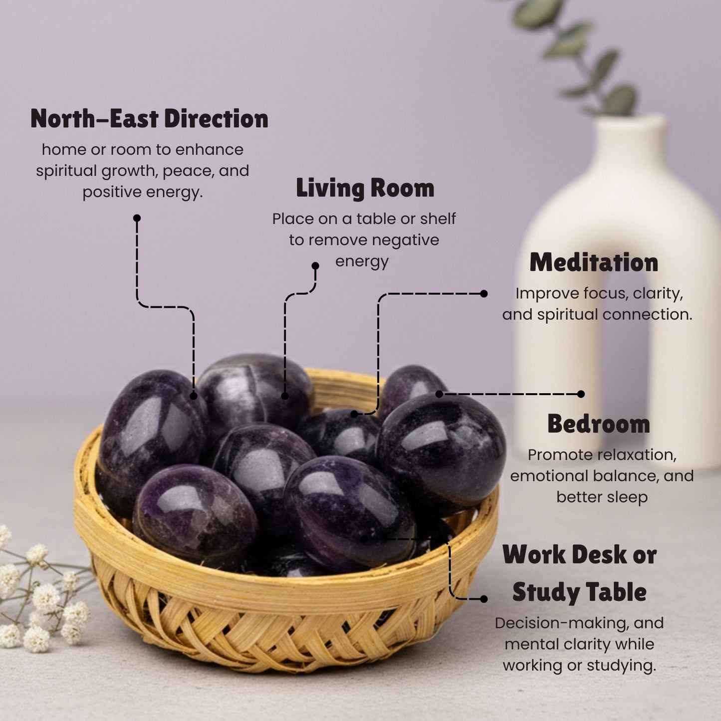 Amethyst Tumbled AAA+ Stone Pebbles Healing Crystals - plusvalueindia
