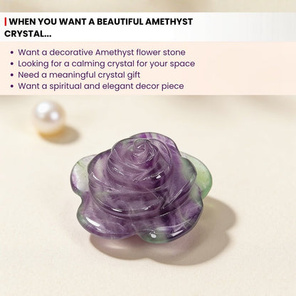 side profile showing the shape and depth of the amethyst flower stone