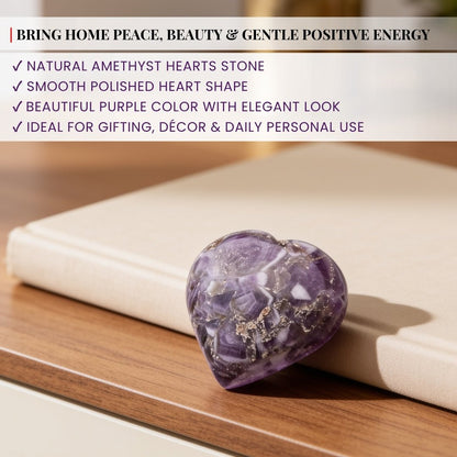Amethyst Hearts Stone Vastu Fengshui Aura Chakra Reiki Healing Crystals - plusvalueindia