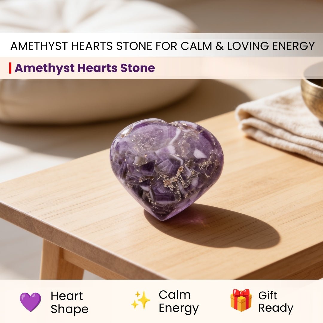 Amethyst Hearts Stone Vastu Fengshui Aura Chakra Reiki Healing Crystals - plusvalueindia