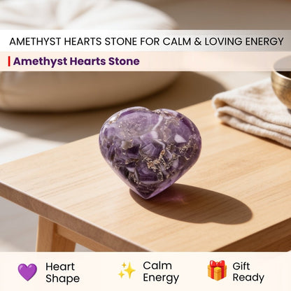 Amethyst Hearts Stone Vastu Fengshui Aura Chakra Reiki Healing Crystals - plusvalueindia