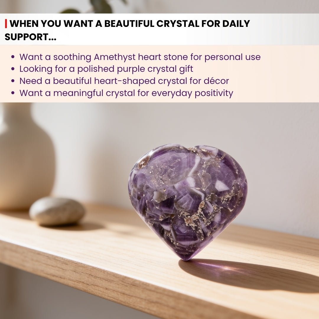 Amethyst Hearts Stone Vastu Fengshui Aura Chakra Reiki Healing Crystals - plusvalueindia