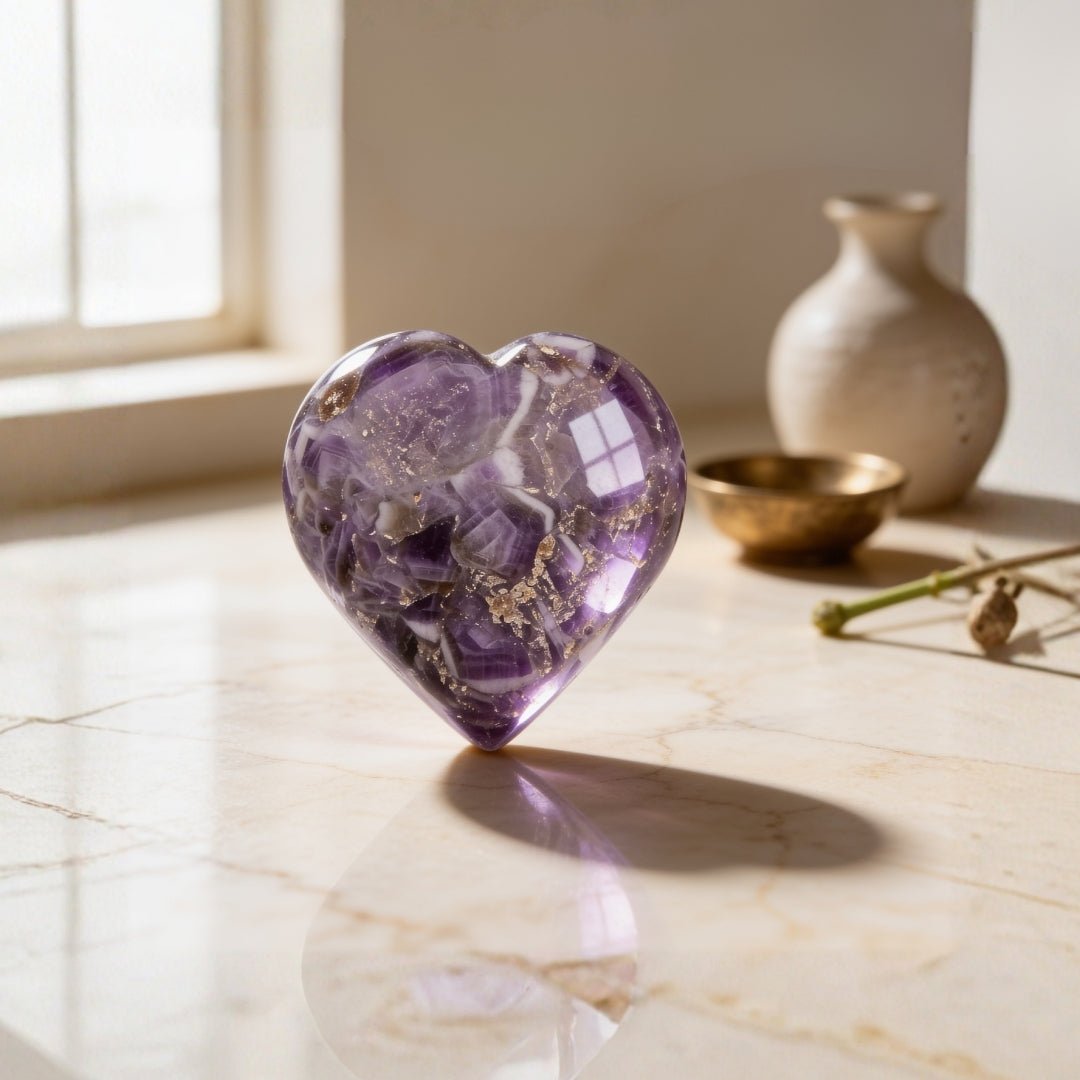Amethyst Hearts Stone Vastu Fengshui Aura Chakra Reiki Healing Crystals - plusvalueindia