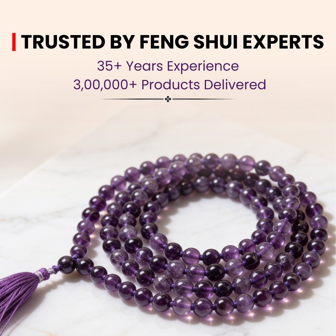 Purple Amethyst Necklace Japa Mala 108 + 1 Bead (Knotted) - plusvalueindia