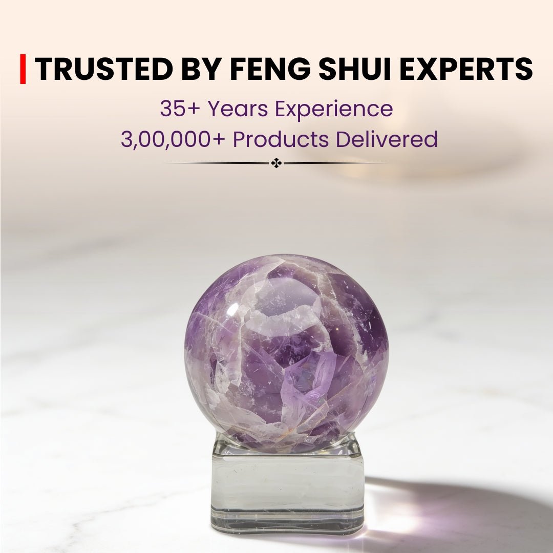 Amethyst Sphere Ball with Stand - Benefits, Placement and Original Stone for Calm and Concentration - plusvalueindia