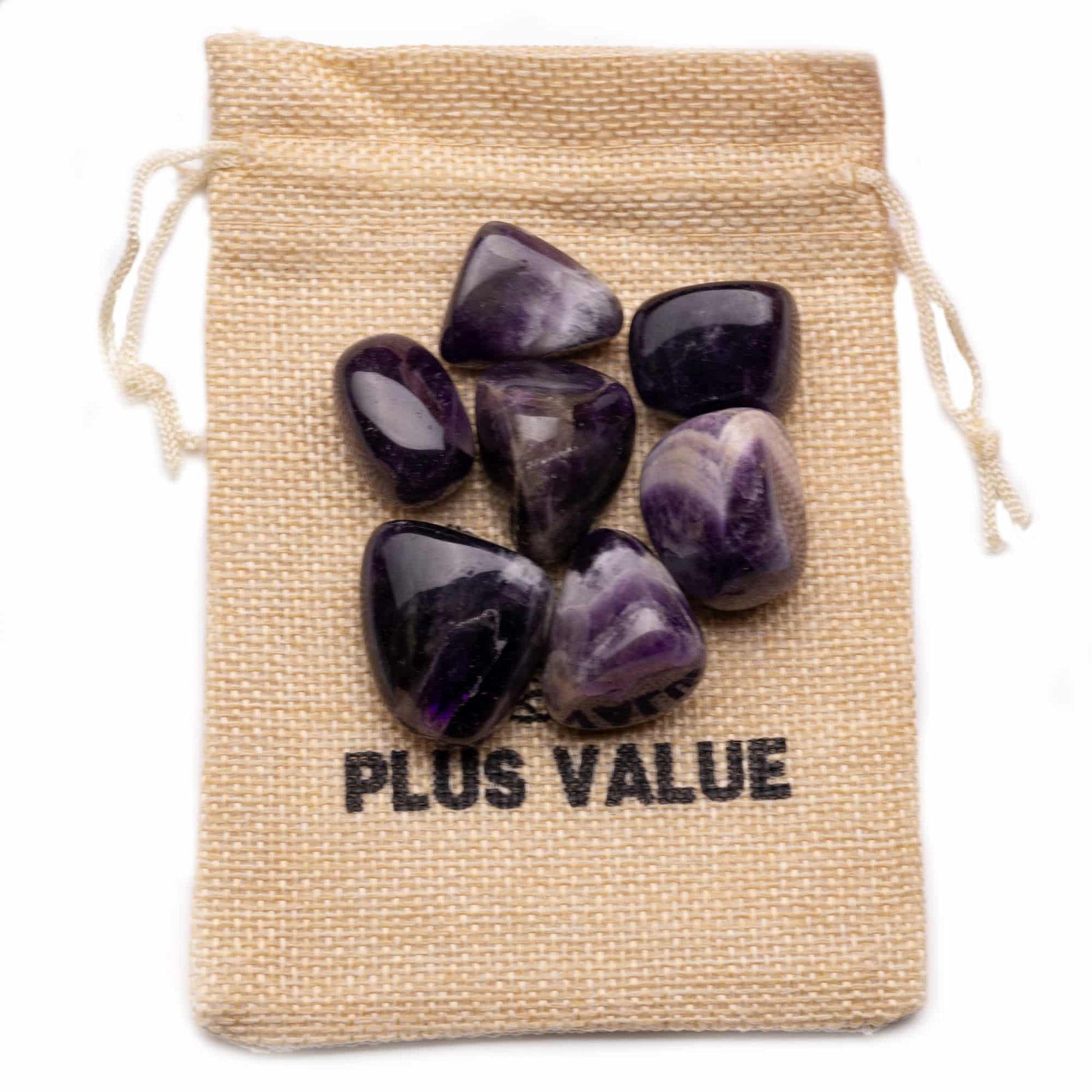 amethyst tumble pebble stone 100gm jute bag