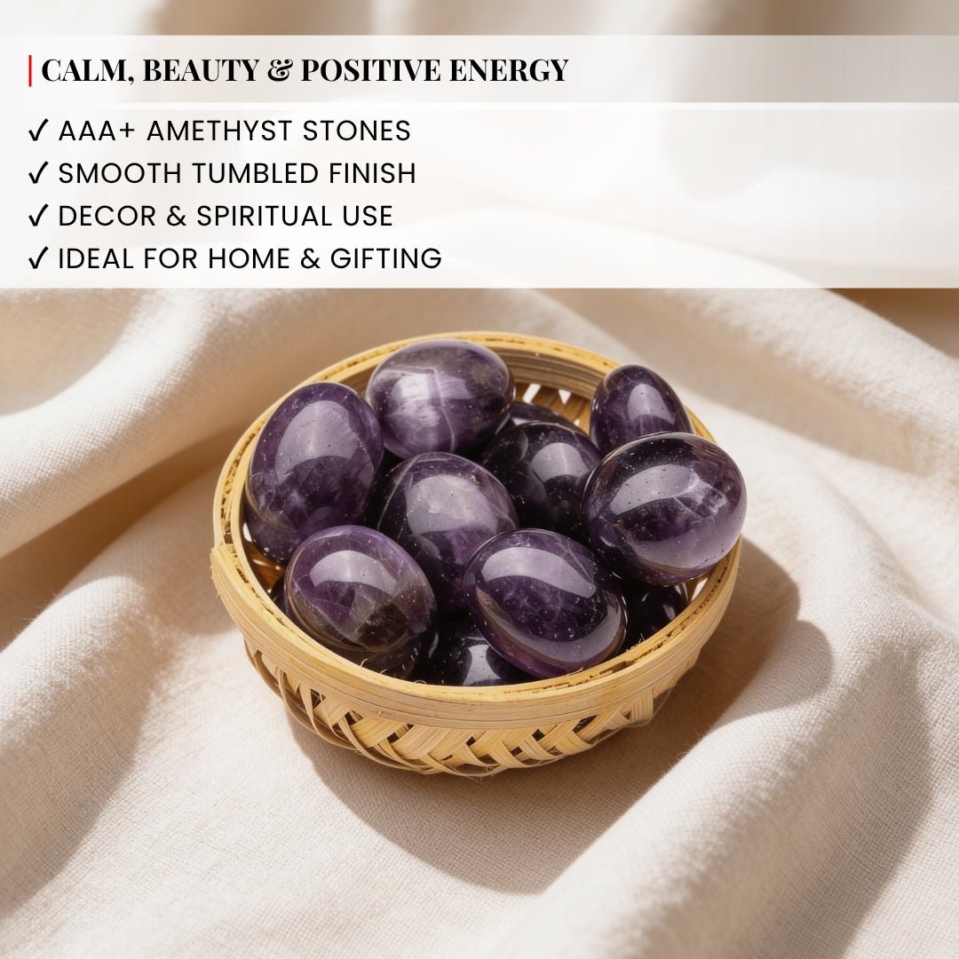 Amethyst Tumbled AAA+ Stone Pebbles Healing Crystals - plusvalueindia