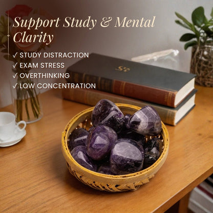 Amethyst Tumbled Stone Pebbles for Students Education, Studies, Memory, Concentration, Meditation - plusvalueindia