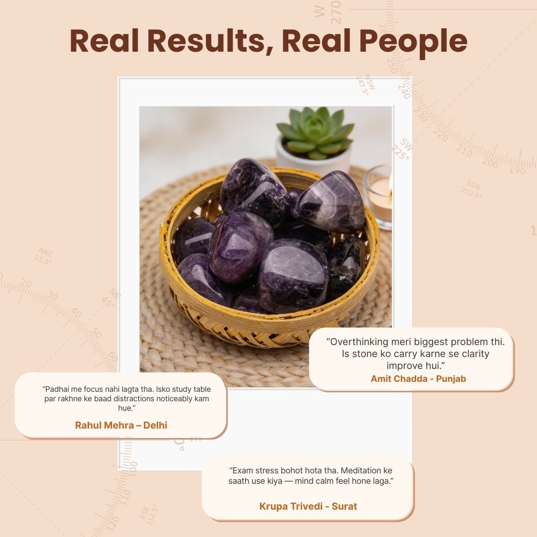 Amethyst Tumbled Stone Pebbles for Students Education, Studies, Memory, Concentration, Meditation - plusvalueindia