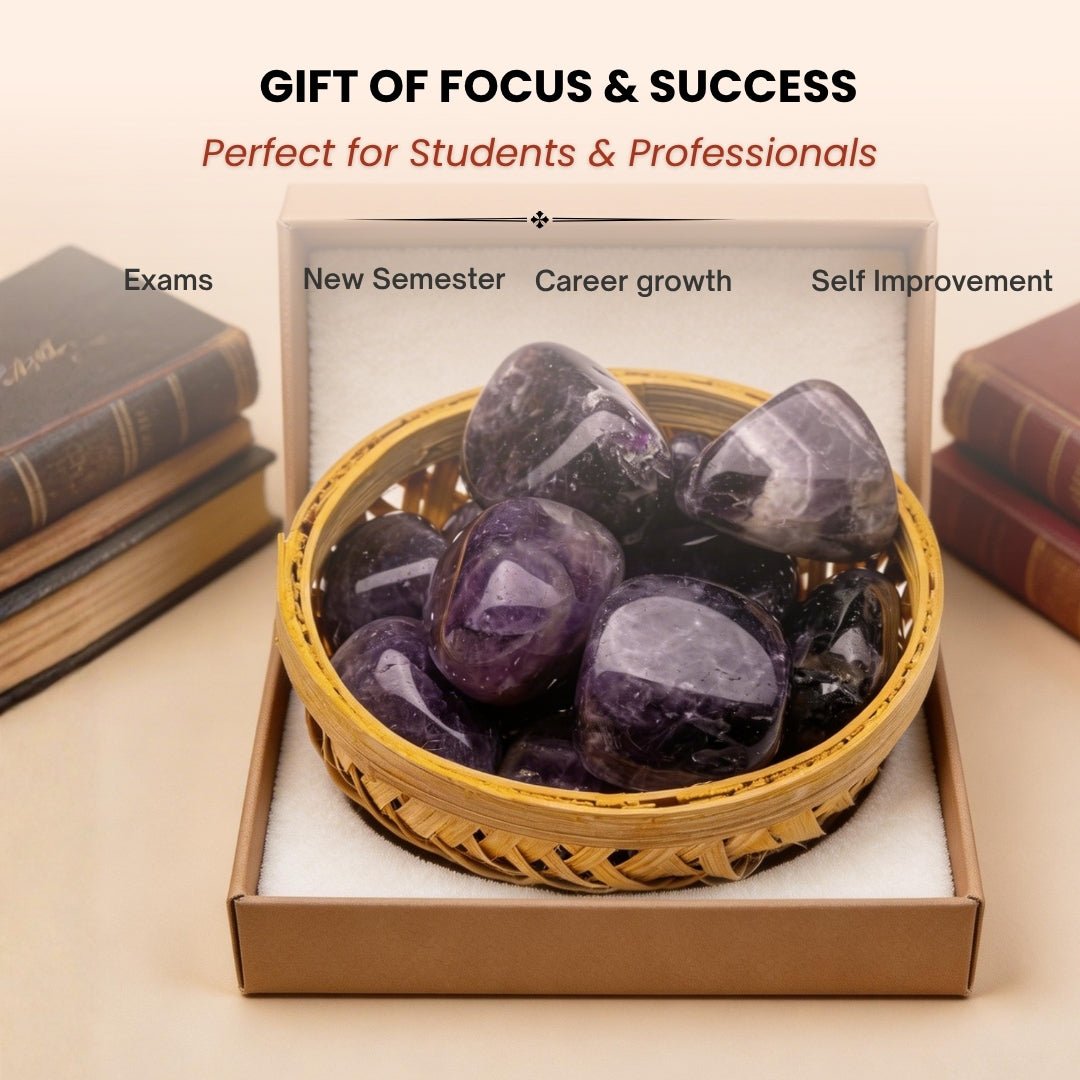 Amethyst Tumbled Stone Pebbles for Students Education, Studies, Memory, Concentration, Meditation - plusvalueindia