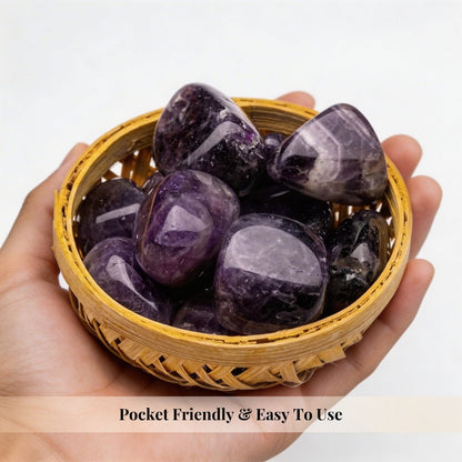 Amethyst Tumbled Stone Pebbles for Students Education, Studies, Memory, Concentration, Meditation - plusvalueindia