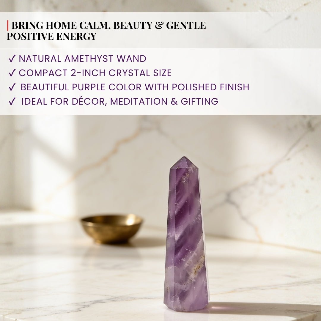 Healing Amethyst Wand Obelisk Tower Pencil (Size 2 Inches) - plusvalueindia
