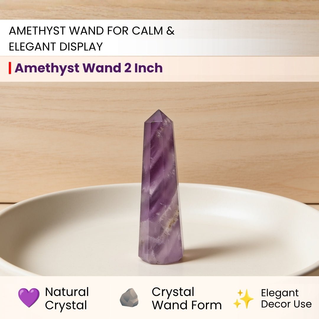 Healing Amethyst Wand Obelisk Tower Pencil (Size 2 Inches) - plusvalueindia
