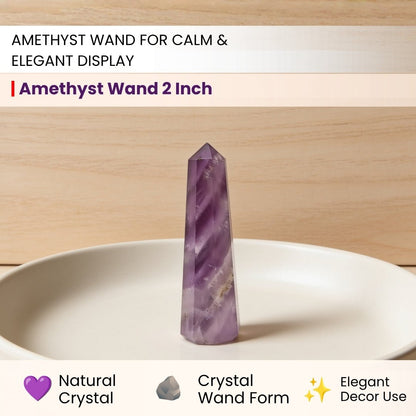 Healing Amethyst Wand Obelisk Tower Pencil (Size 2 Inches) - plusvalueindia