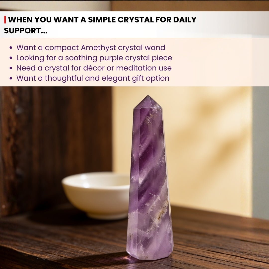 Healing Amethyst Wand Obelisk Tower Pencil (Size 2 Inches) - plusvalueindia