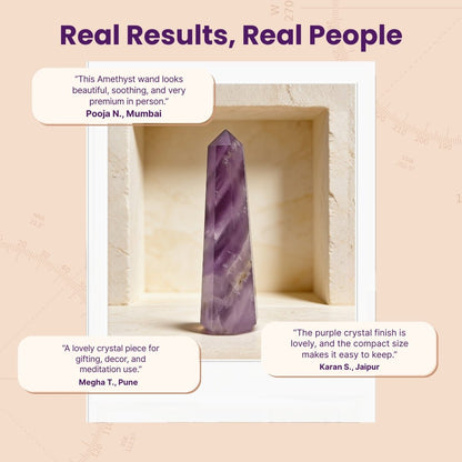 Healing Amethyst Wand Obelisk Tower Pencil (Size 2 Inches) - plusvalueindia
