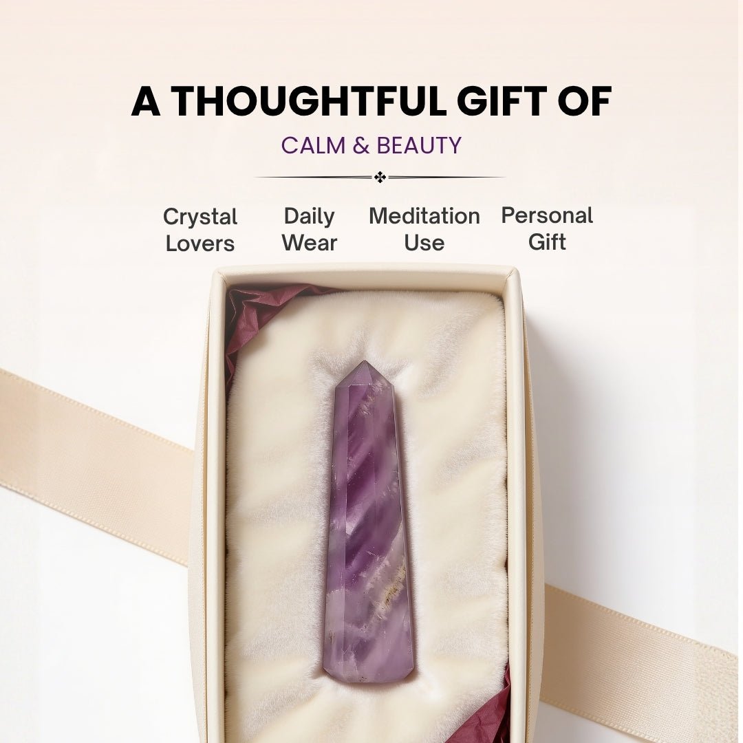 Healing Amethyst Wand Obelisk Tower Pencil (Size 2 Inches) - plusvalueindia