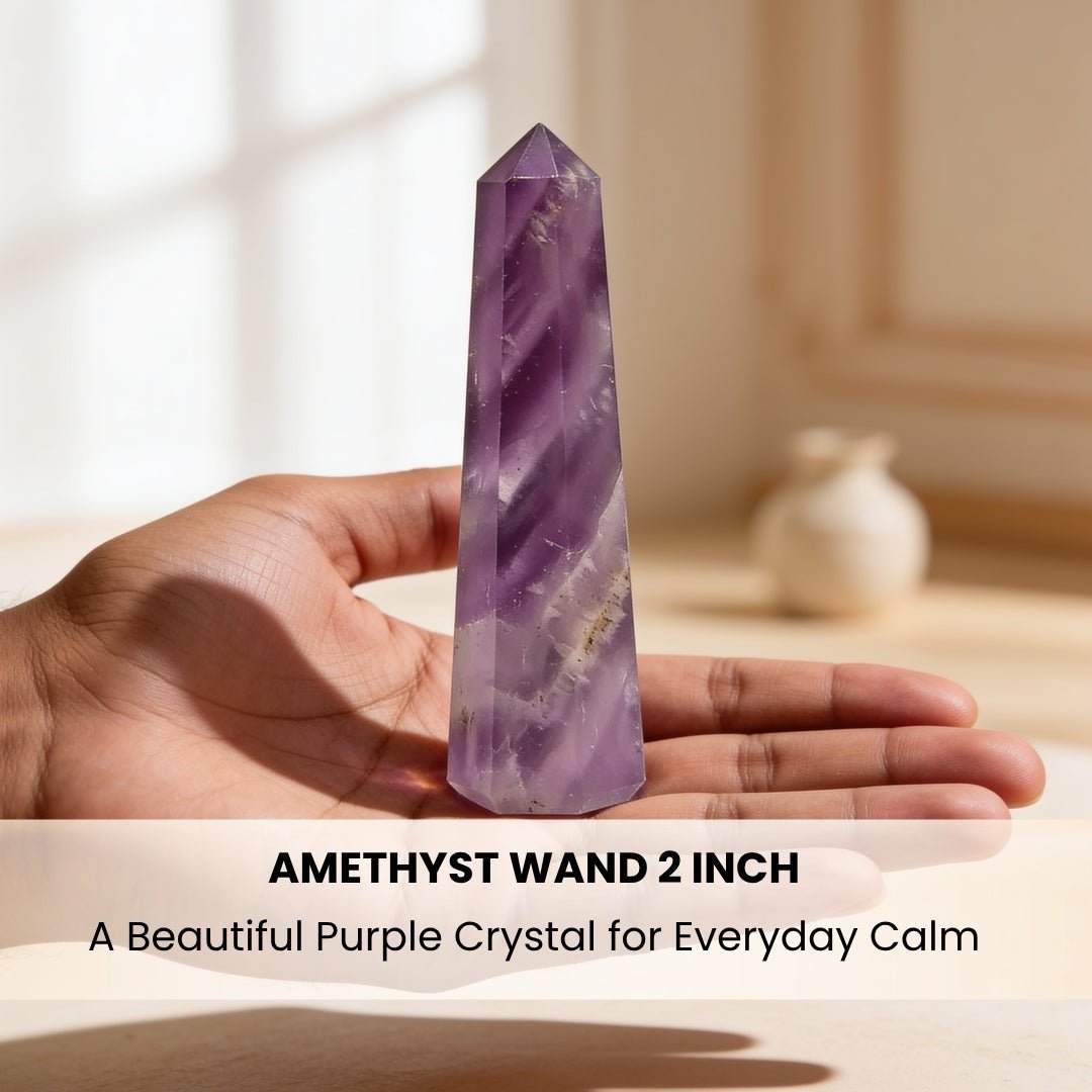 Healing Amethyst Wand Obelisk Tower Pencil (Size 2 Inches) - plusvalueindia