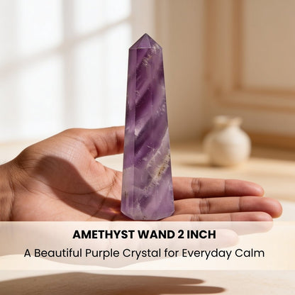 Healing Amethyst Wand Obelisk Tower Pencil (Size 2 Inches) - plusvalueindia