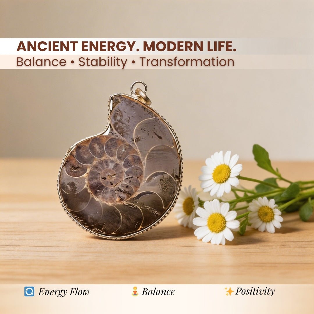 Ammonite Stone Pendant Reiki Healing Crystal - plusvalueindia