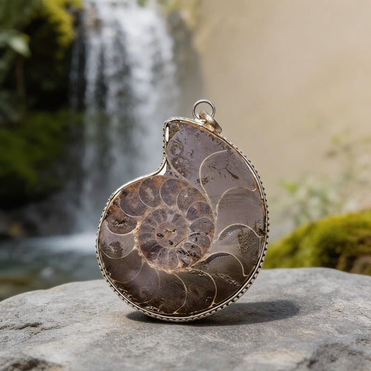 Ammonite Stone Pendant Reiki Healing Crystal - plusvalueindia