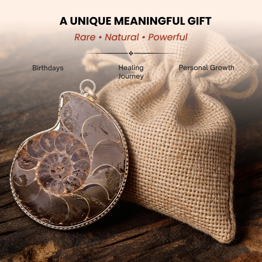 Ammonite Stone Pendant Reiki Healing Crystal - plusvalueindia