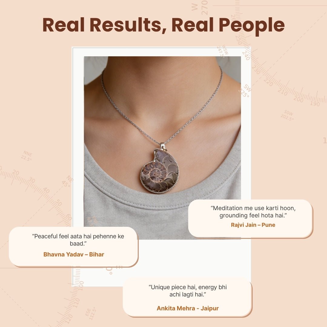 Ammonite Stone Pendant Reiki Healing Crystal - plusvalueindia