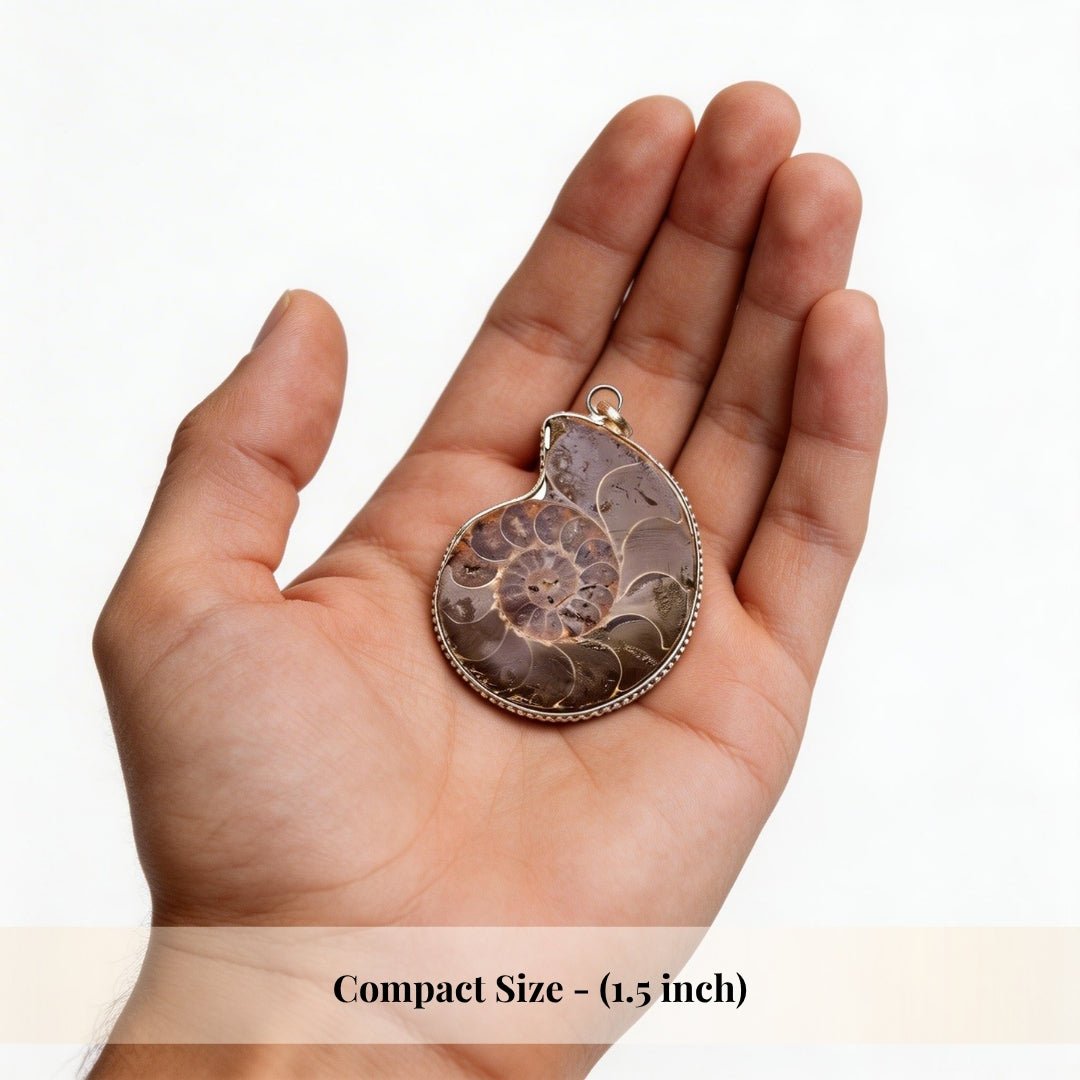 Ammonite Stone Pendant Reiki Healing Crystal - plusvalueindia